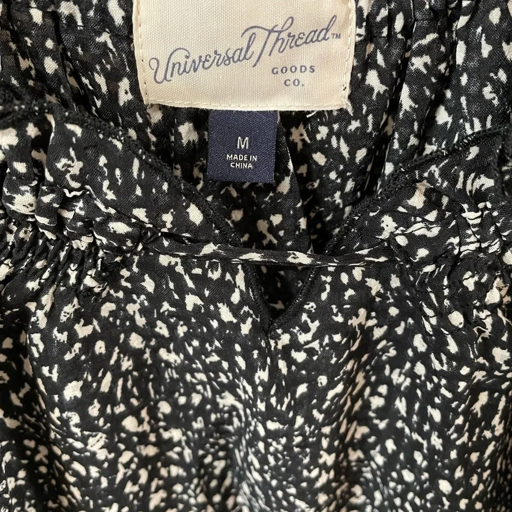 Balloon Long Sleeve Blouse - Black Abstract M - Picture 6 of 6